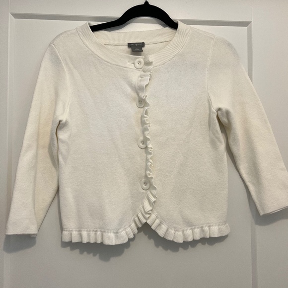 Ann Taylor womens white cardigan with ruffle detail - Picture 1 of 9